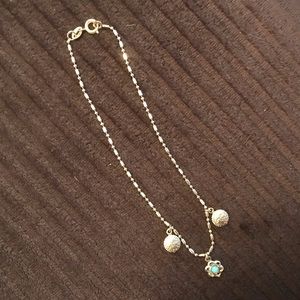18K Yellow Gold Anklet with 3 Charms